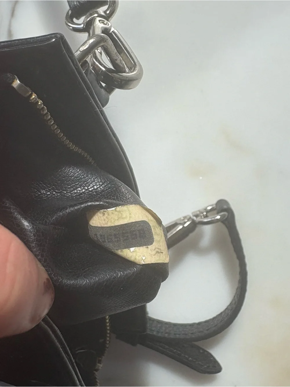 CHANEL Black Patent Leather CC Logo Converted Belt to Crossbody Bag
